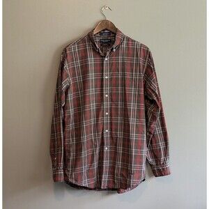 Daniel Cremieux Men’s Medium Vintage Red Plaid Shirt Italian Fabric Long Sleeve